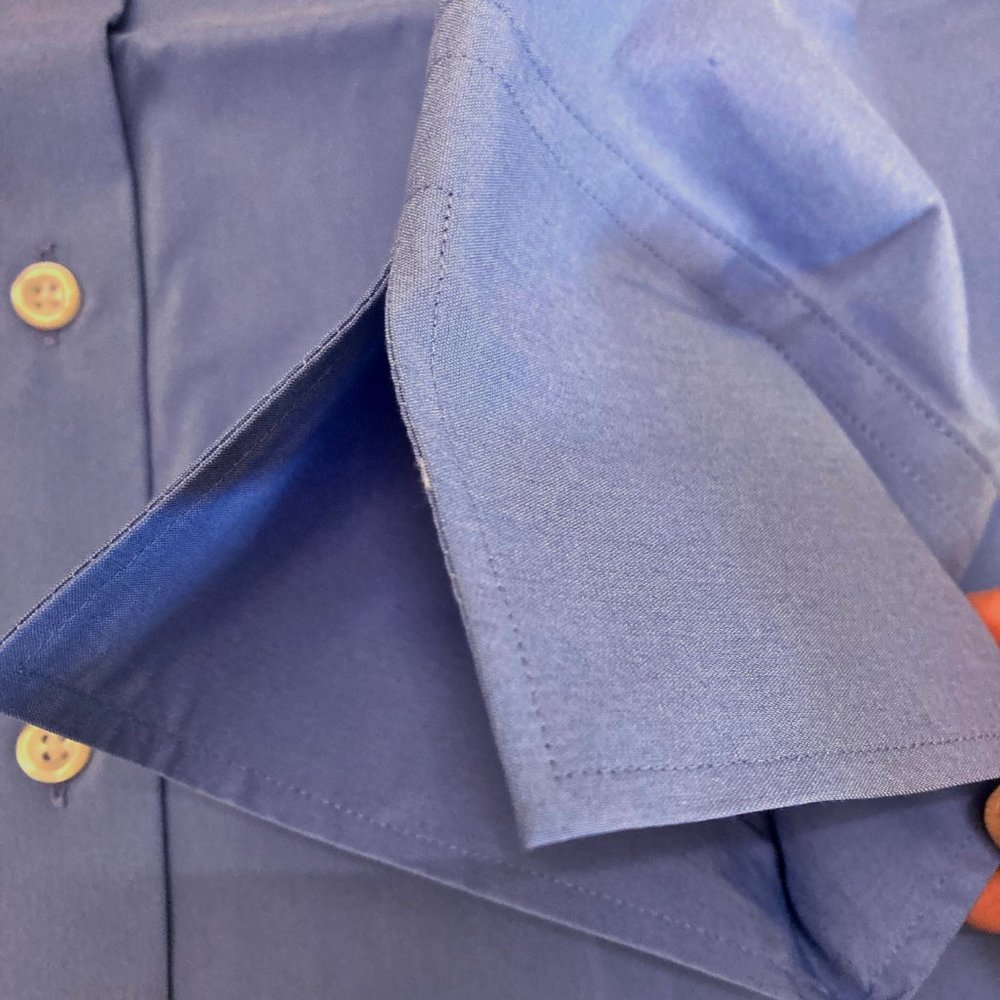 NEW Lands End 3/4 Slv Stretch Button Down Shirt 4 NWT China Blue - Picture 6 of 10